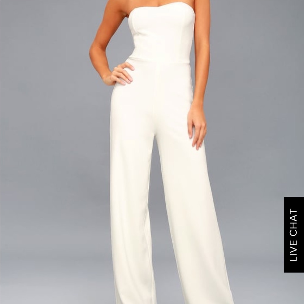 Lulus Edith White Strapless Jumpsuit